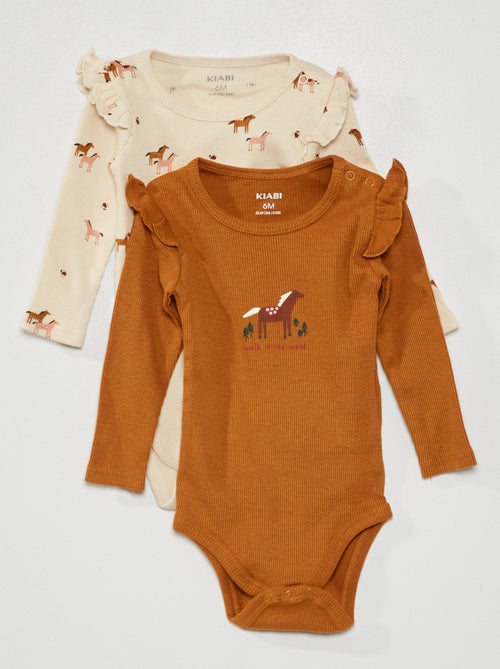 Body com folhos e estampado de fantasia - Lote de 2 - Kiabi