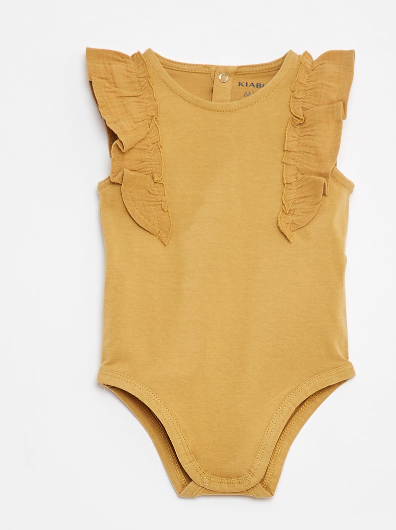 Body com folhos e sem mangas Amarelo - Kiabi
