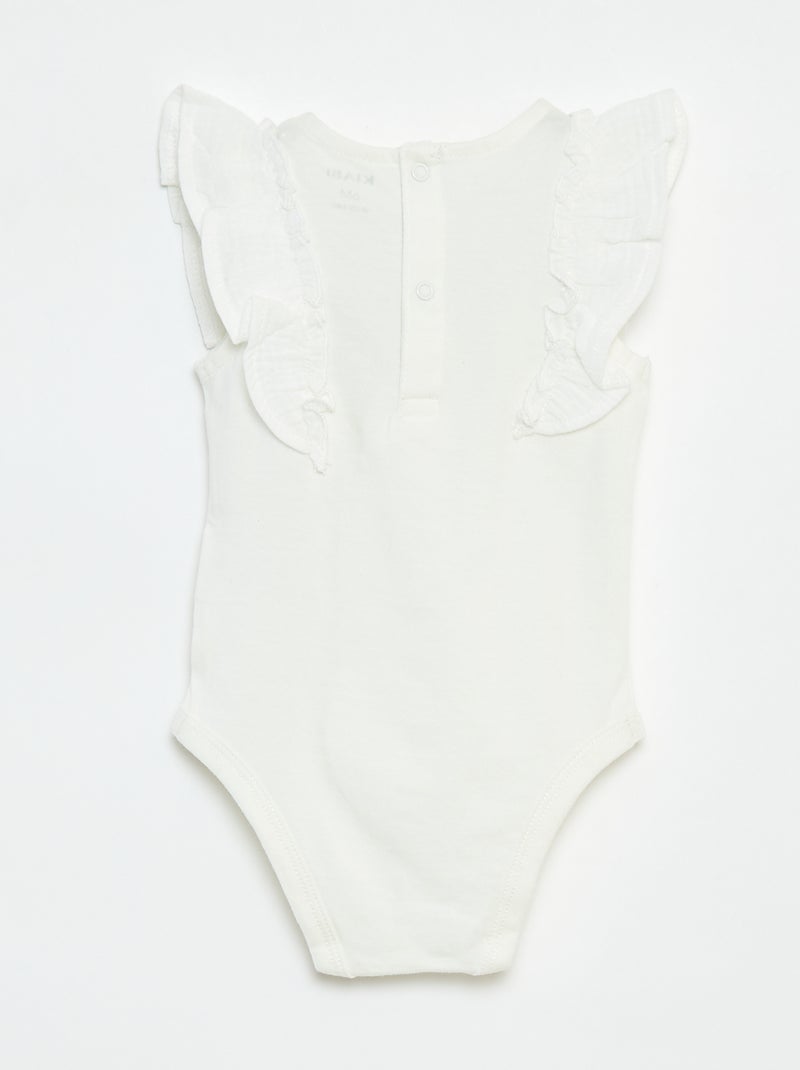 Body com folhos e sem mangas Branco - Kiabi