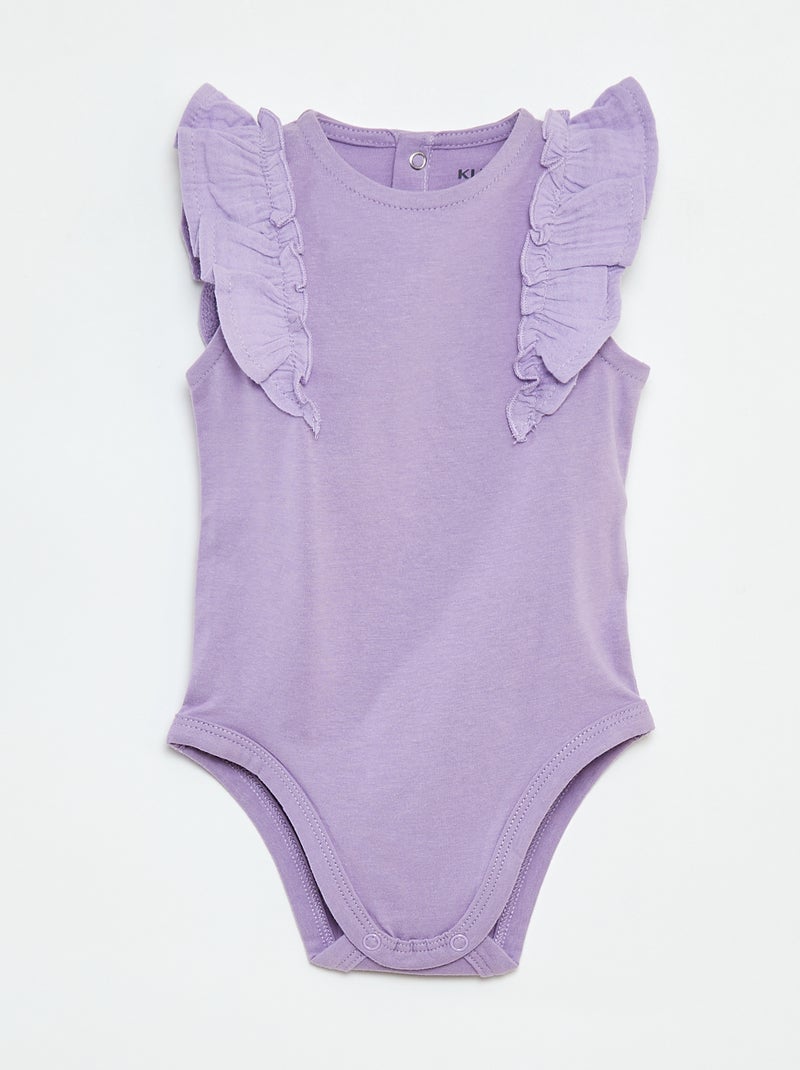 Body com folhos e sem mangas Violeta - Kiabi
