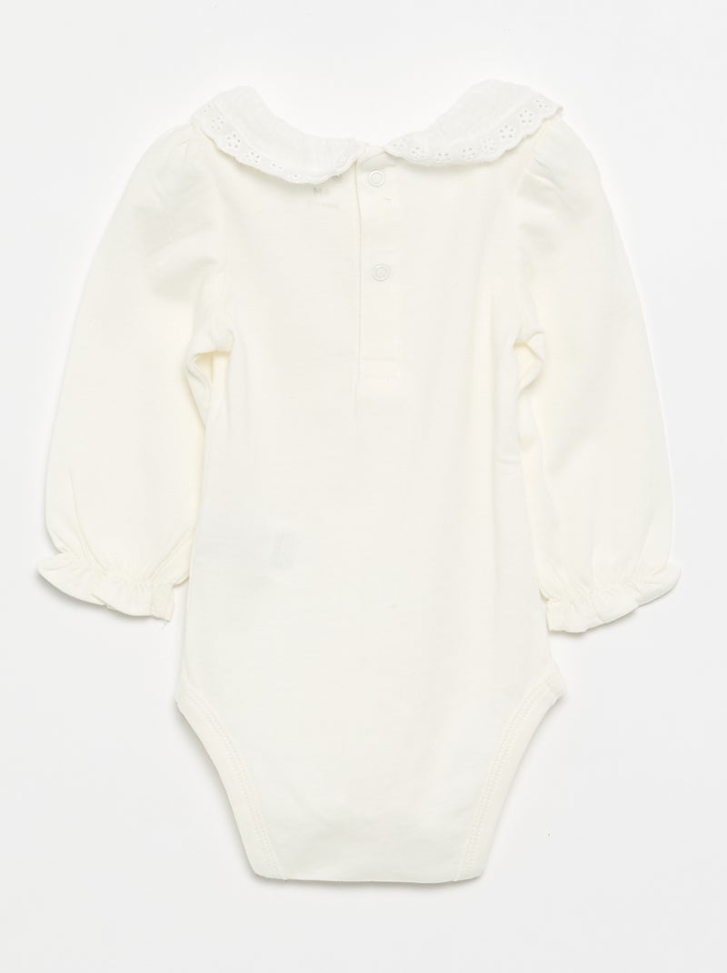 Body com gola babada Branco - Kiabi