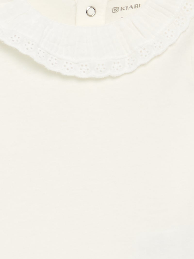 Body com gola babada Branco - Kiabi
