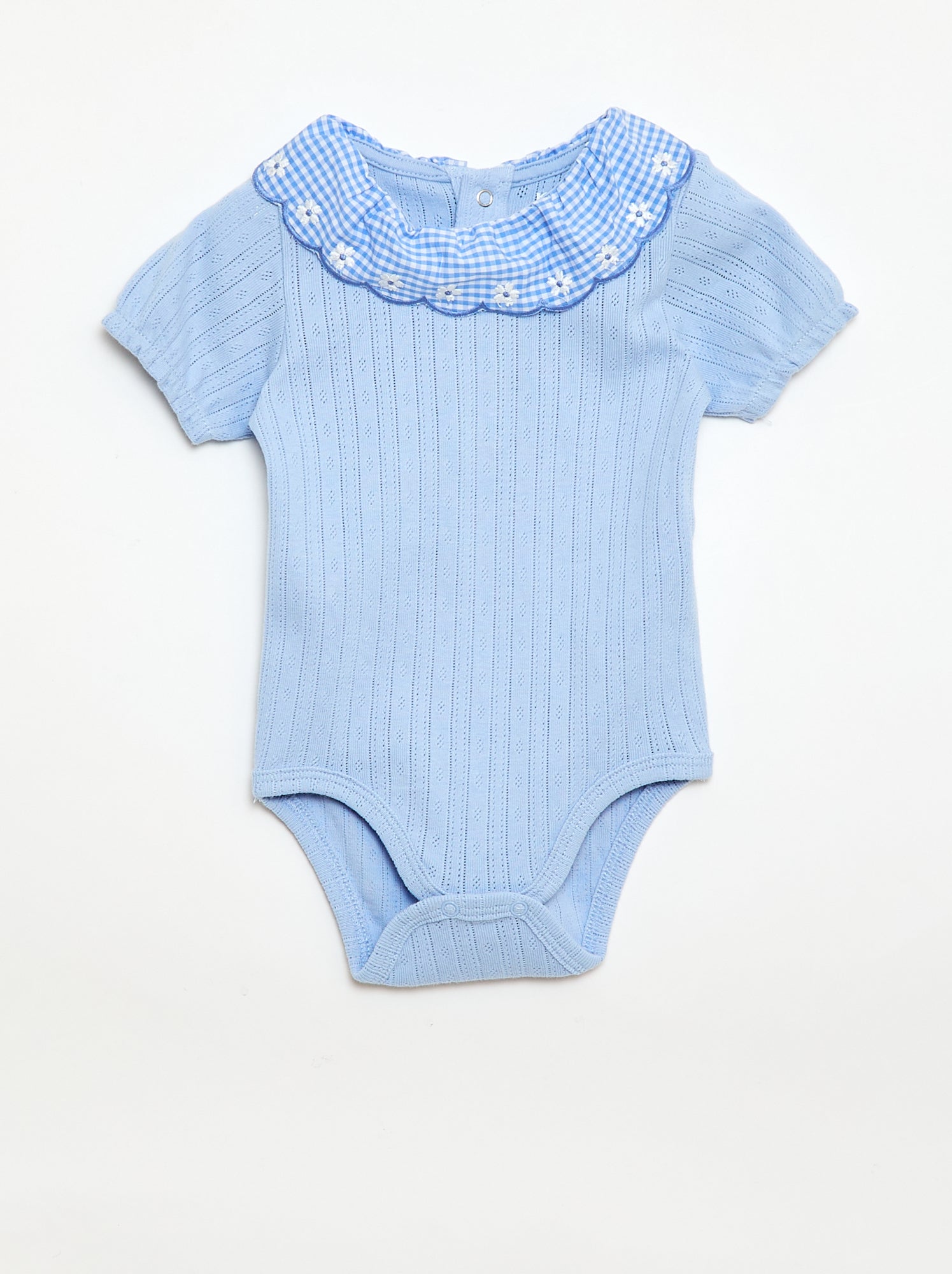 Body com gola babada padrão vichy