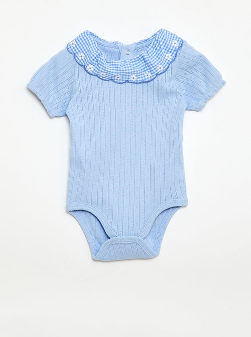 Body com gola babada padrão vichy - Kiabi