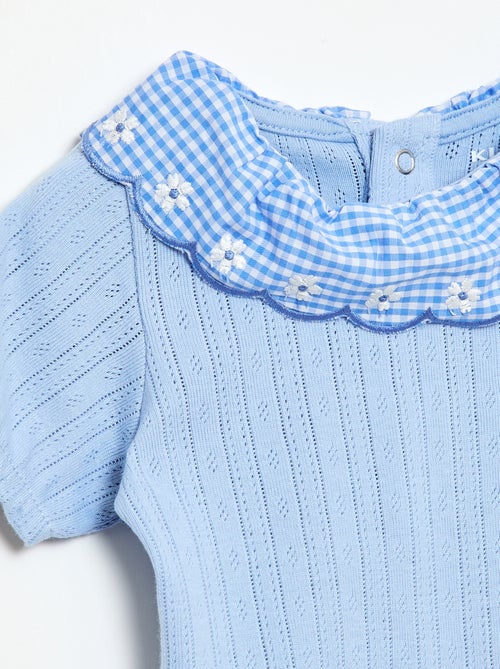 Body com gola babada padrão vichy - Kiabi
