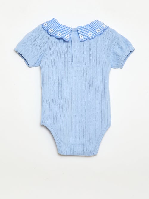 Body com gola babada padrão vichy - Kiabi