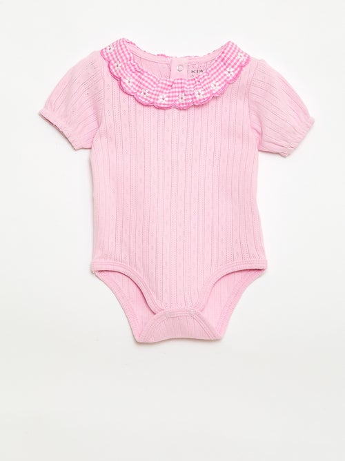 Body com gola babada padrão vichy - Kiabi