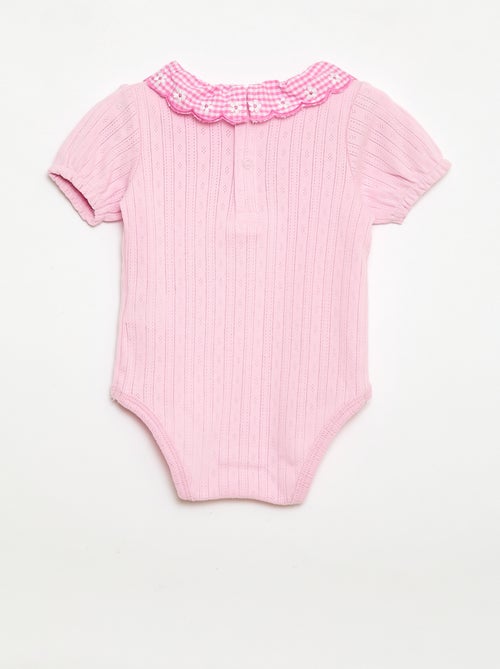 Body com gola babada padrão vichy - Kiabi