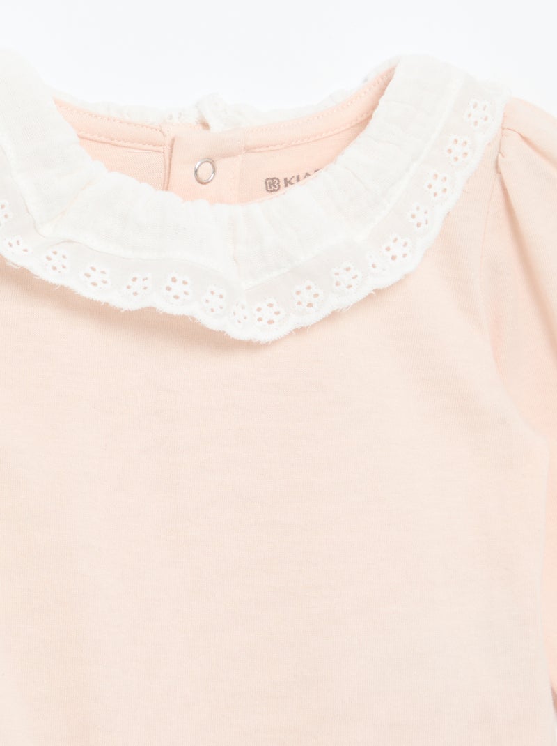 Body com gola babada Rosa - Kiabi