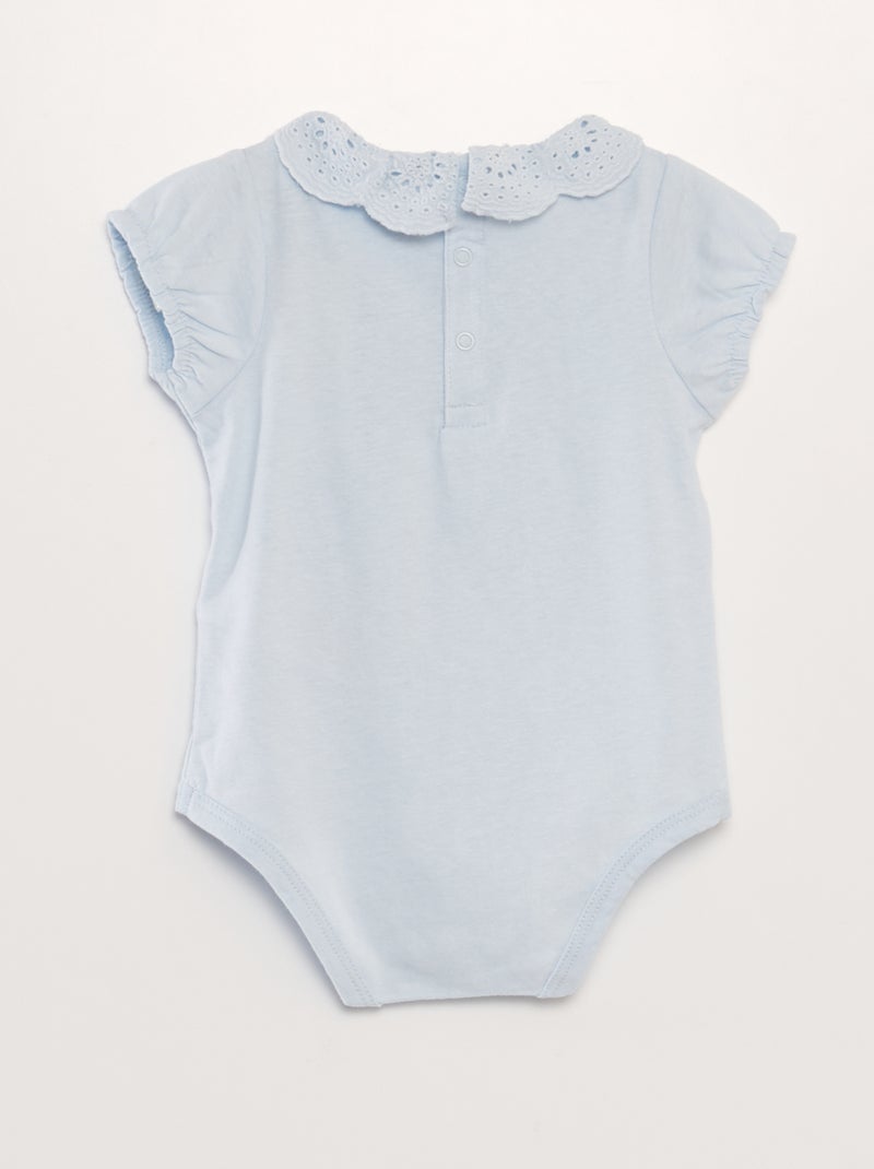 Body com gola bordada AZUL - Kiabi