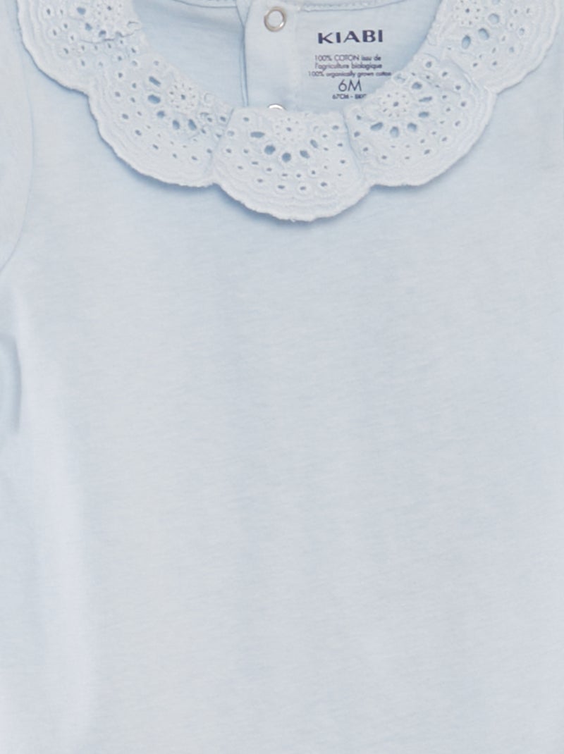 Body com gola bordada AZUL - Kiabi