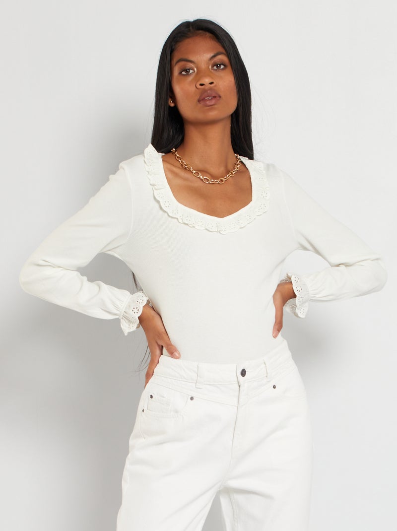 Body com gola Branco - Kiabi