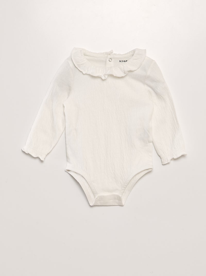 Body com gola claudine Branco - Kiabi