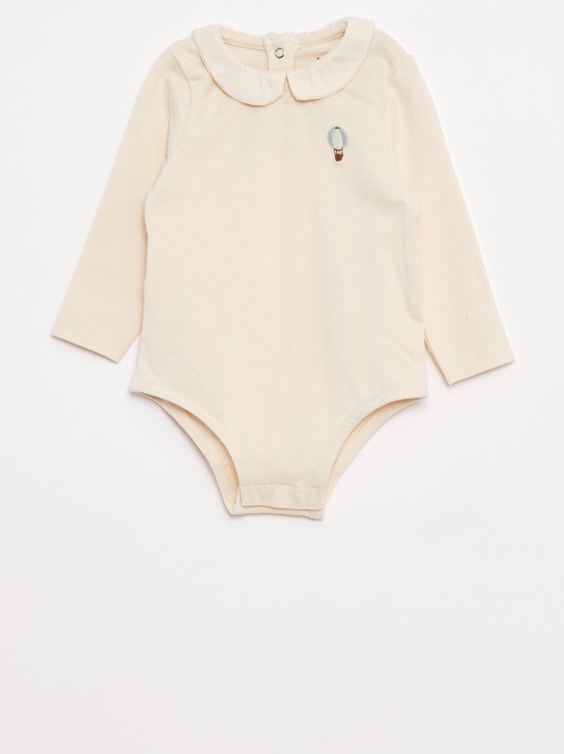 Body com gola claudine Branco - Kiabi