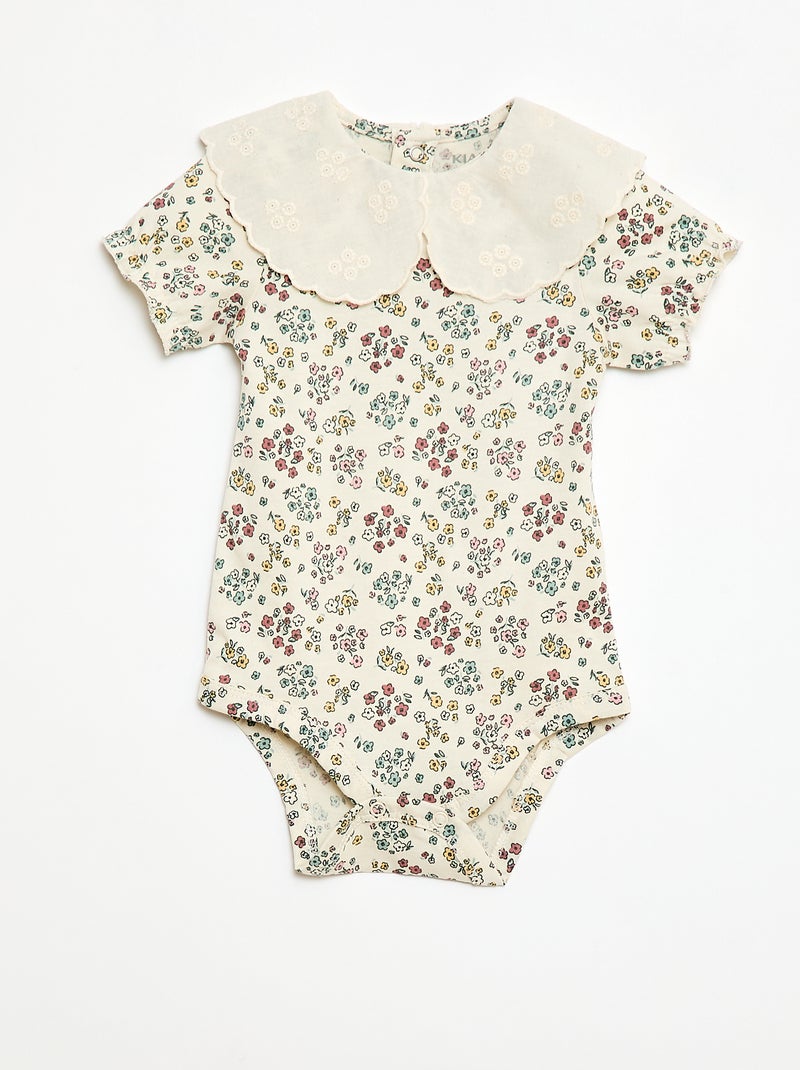 Body com gola Claudine estampado floral Branco - Kiabi