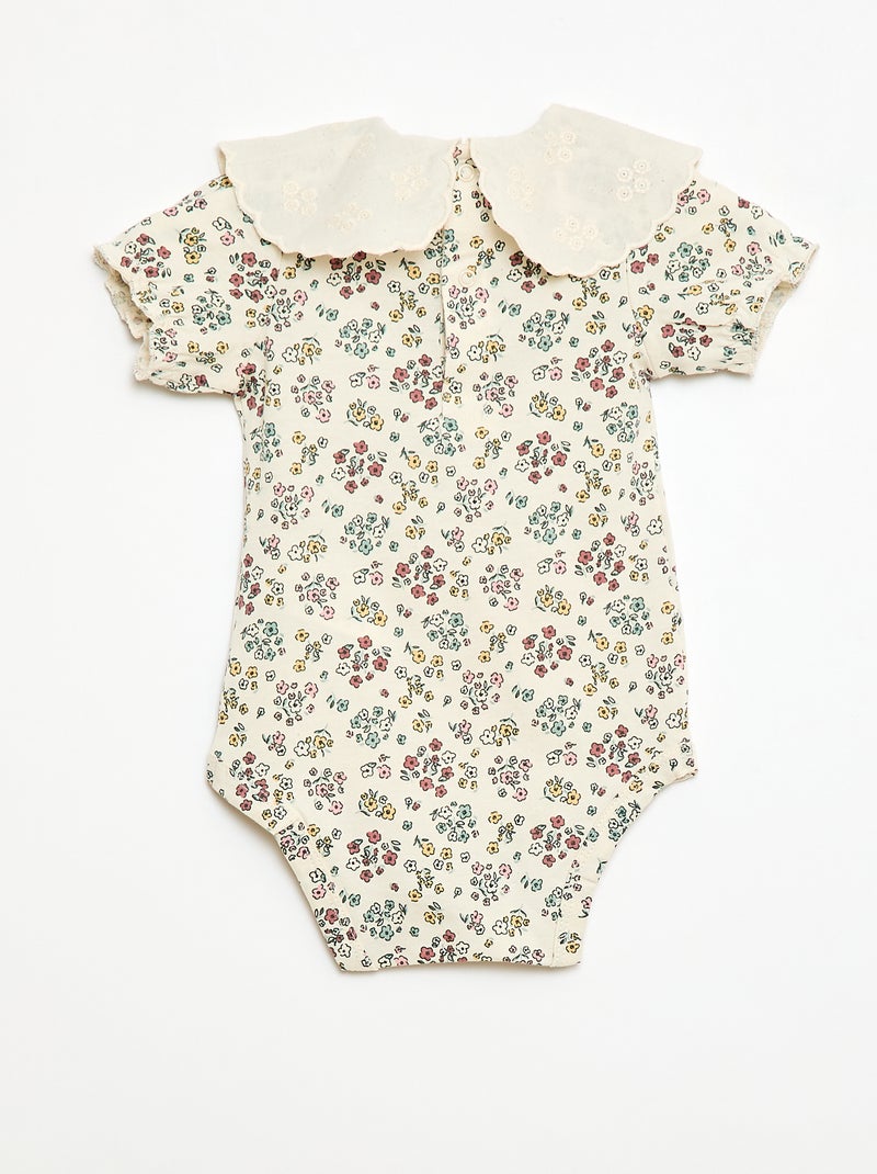 Body com gola Claudine estampado floral Branco - Kiabi