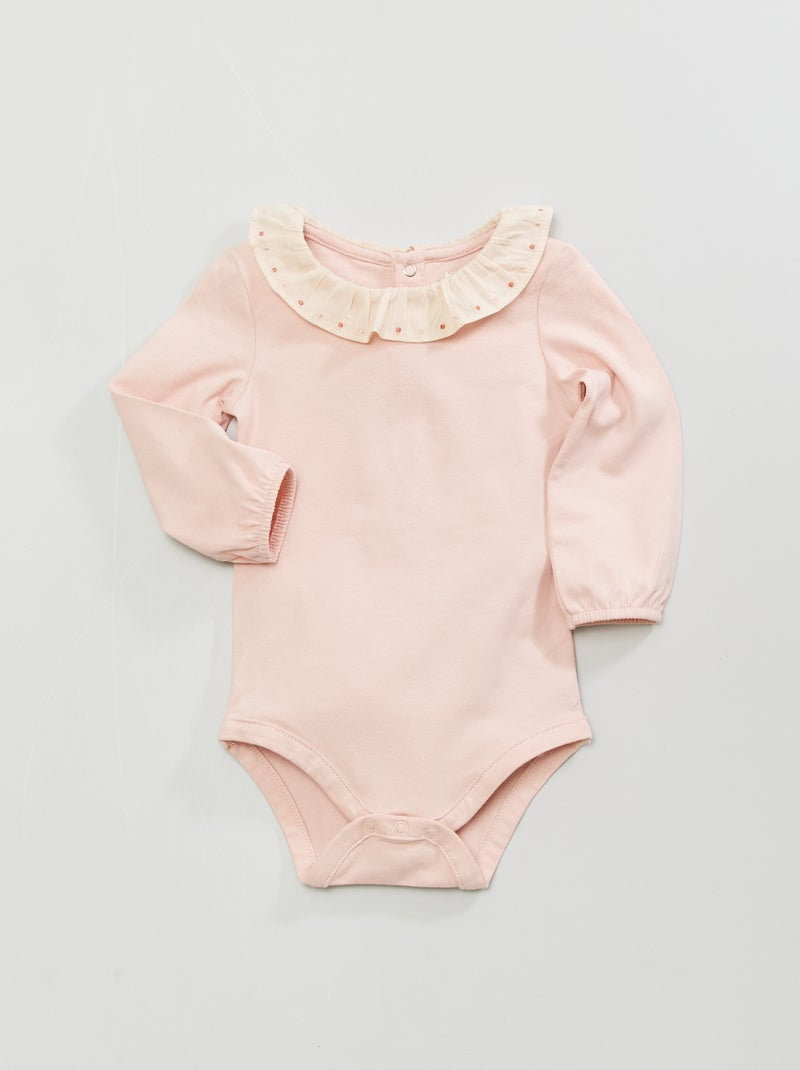 Body com gola contrastante ROSA - Kiabi