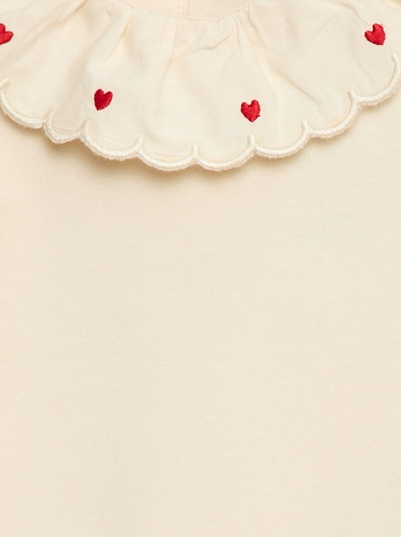 Body com gola fantasia bordada em algodão Branco - Kiabi