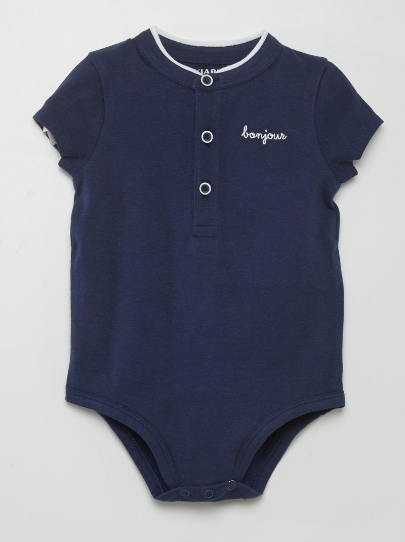 Body com gola mao em jersey AZUL - Kiabi