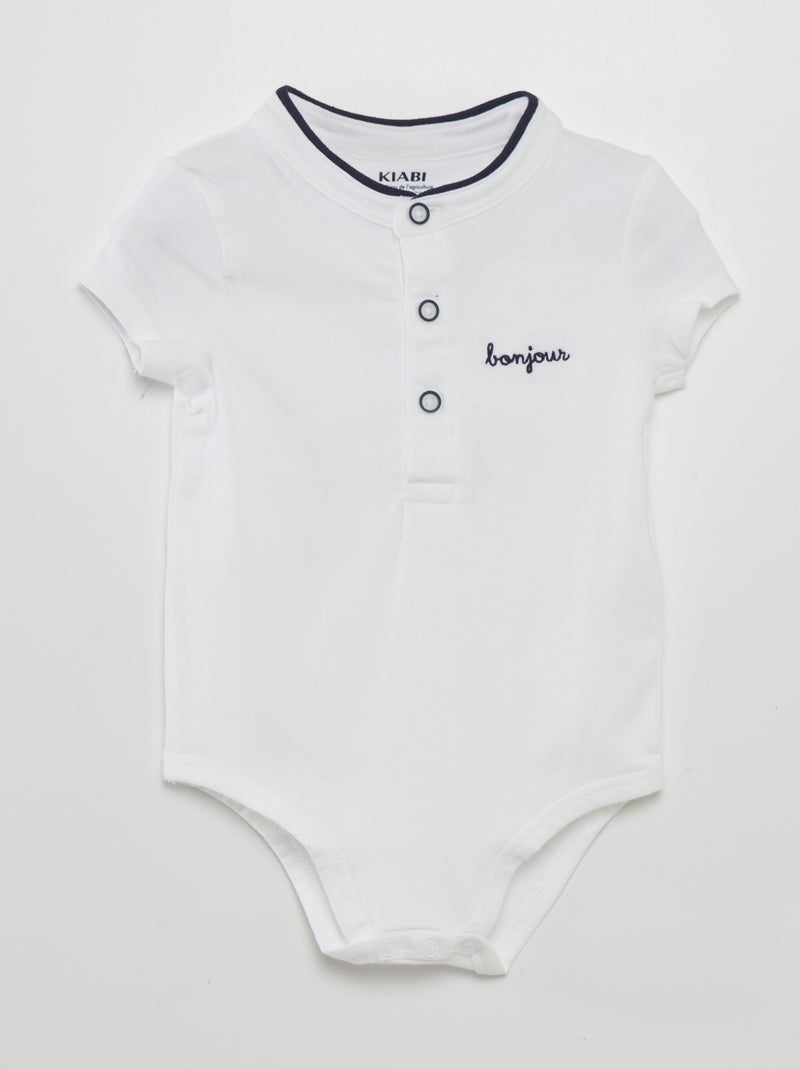 Body com gola mao em jersey BRANCO - Kiabi