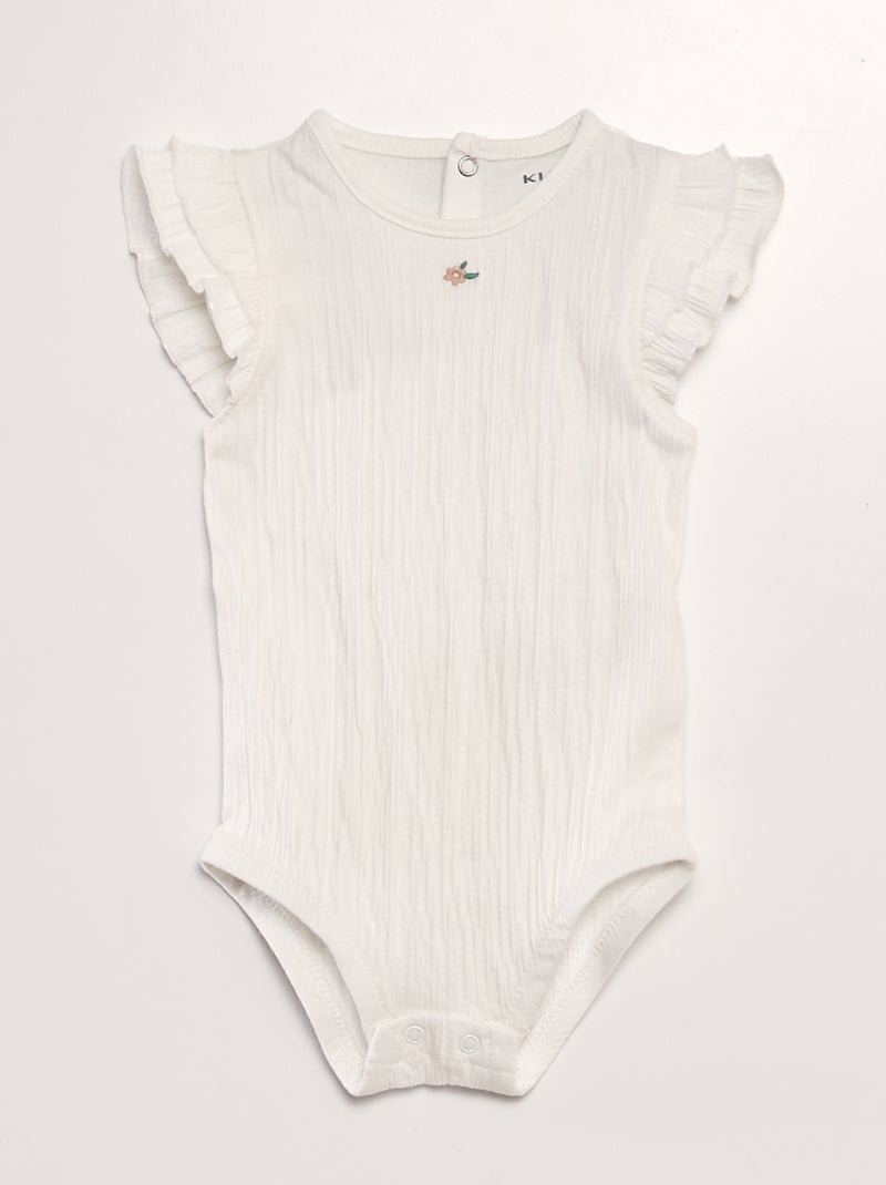 Body com manga com folhos BRANCO - Kiabi
