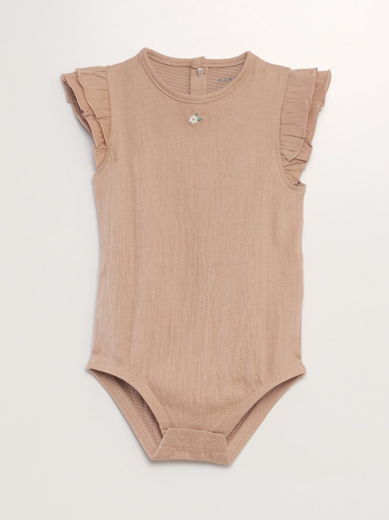 Body com manga com folhos ROSA - Kiabi