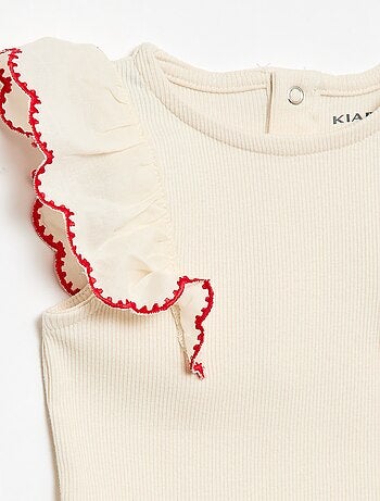 Body com mangas curtas com folhos