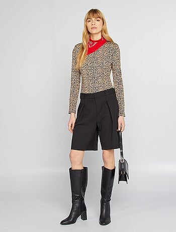Body com motivo leopardo de manga comprida