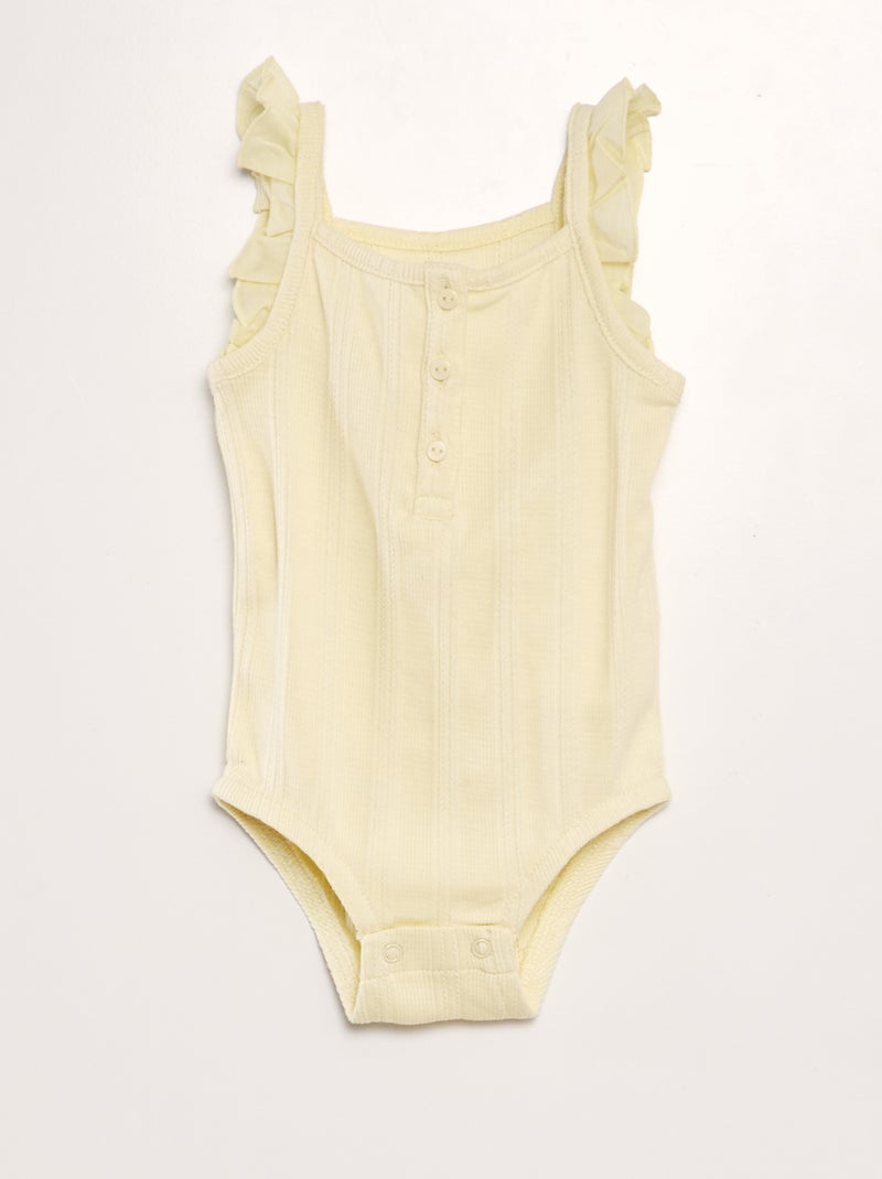 Body de alças em malha pointelle AMARELO - Kiabi