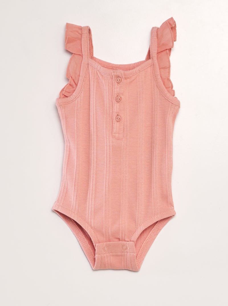 Body de alças em malha pointelle ROSA - Kiabi