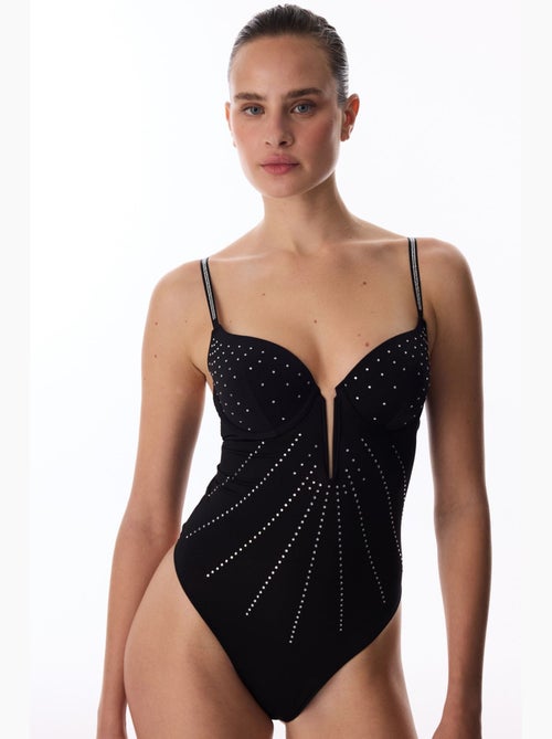 Body de cetim com decote em v profundo e aro penti - Kiabi Body de cetim com decote em v profundo e aro penti - Kiabi