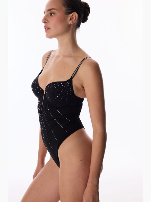 Body de cetim com decote em v profundo e aro penti - Kiabi Body de cetim com decote em v profundo e aro penti - Kiabi