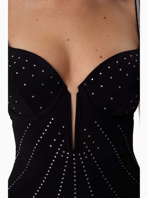Body de cetim com decote em v profundo e aro penti - Kiabi Body de cetim com decote em v profundo e aro penti - Kiabi