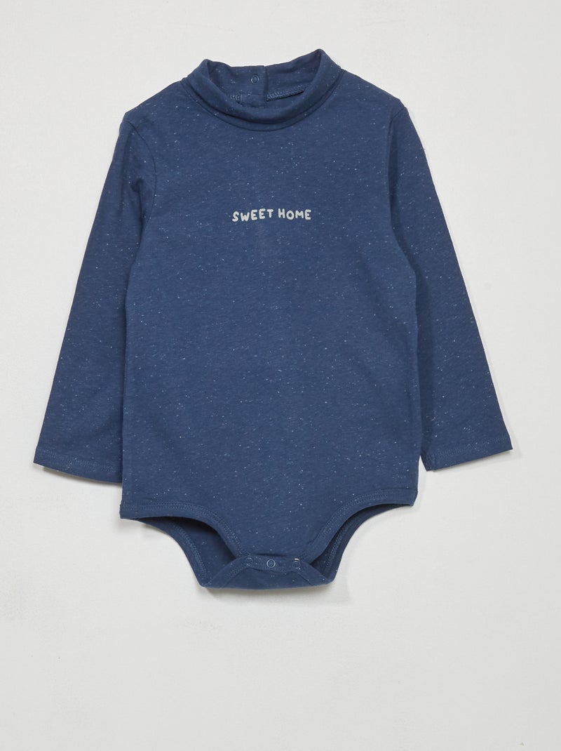 Body de gola alta em jersey AZUL - Kiabi