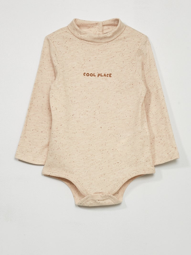 Body de gola alta em jersey BEGE - Kiabi