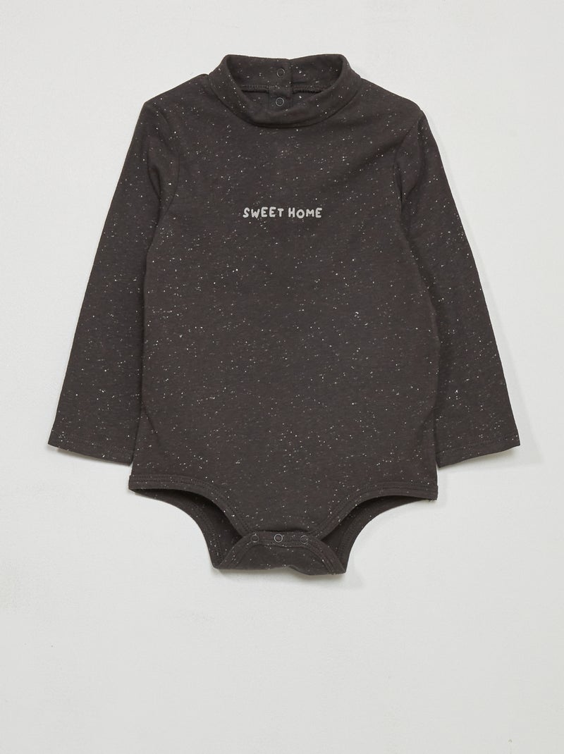 Body de gola alta em jersey PRETO - Kiabi