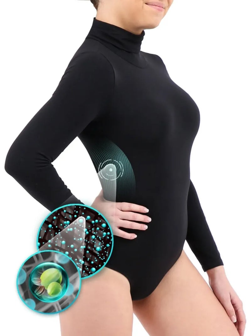 Body de gola alta thermo emagrecedor Preto - Kiabi