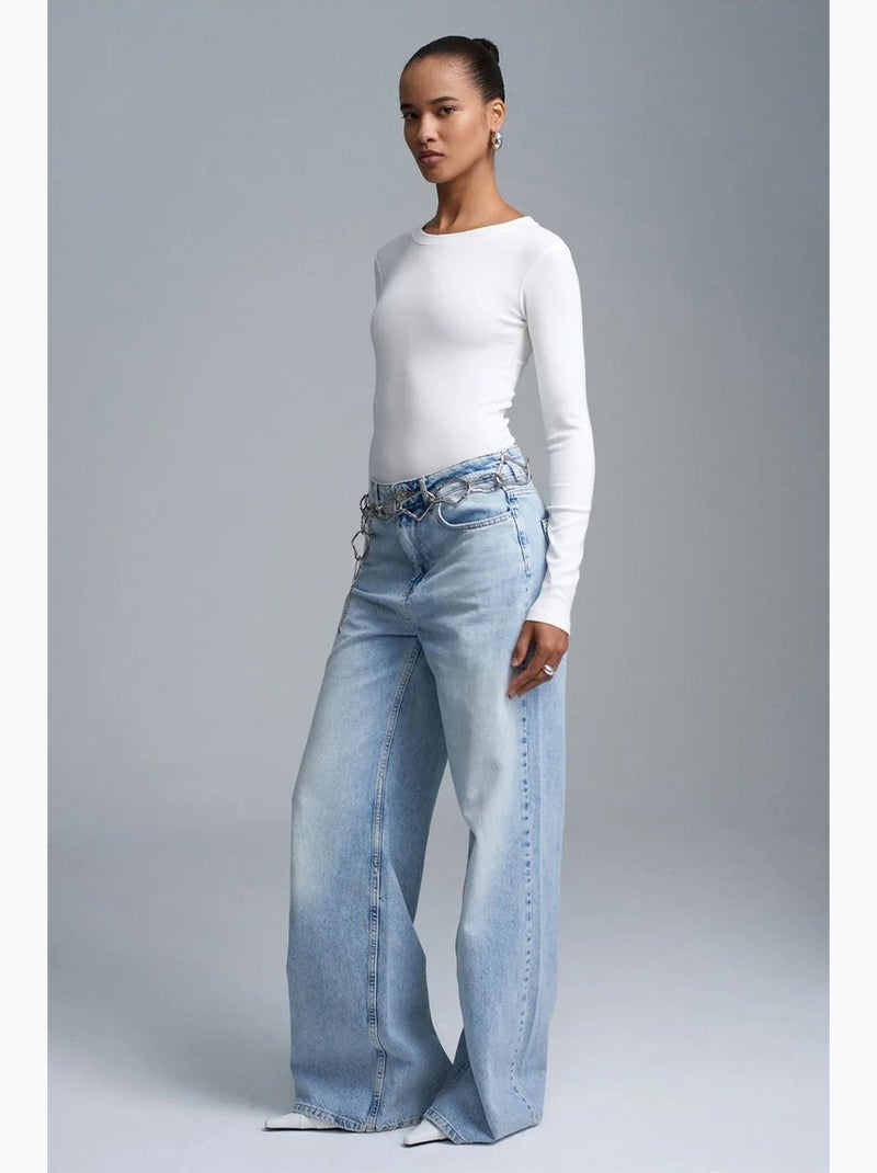 Body de jersey slim fit com decote redondo dilvin Ecru - Kiabi