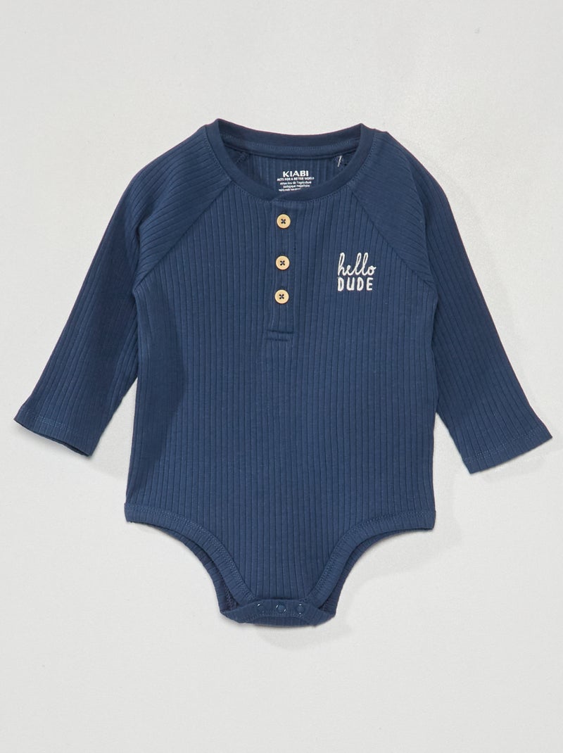 Body de malha canelada AZUL - Kiabi