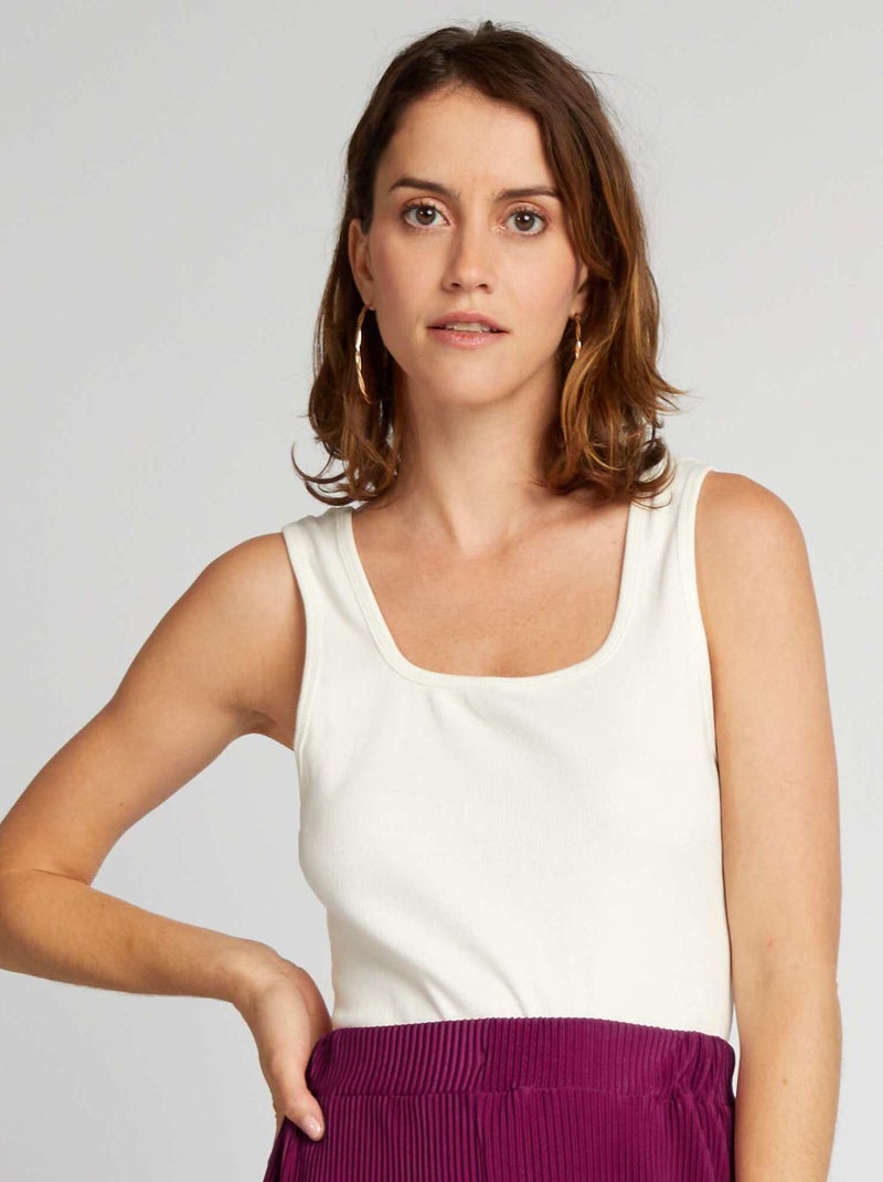 Body de malha canelada BRANCO - Kiabi