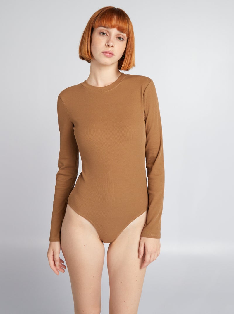 Body de malha canelada CASTANHO - Kiabi