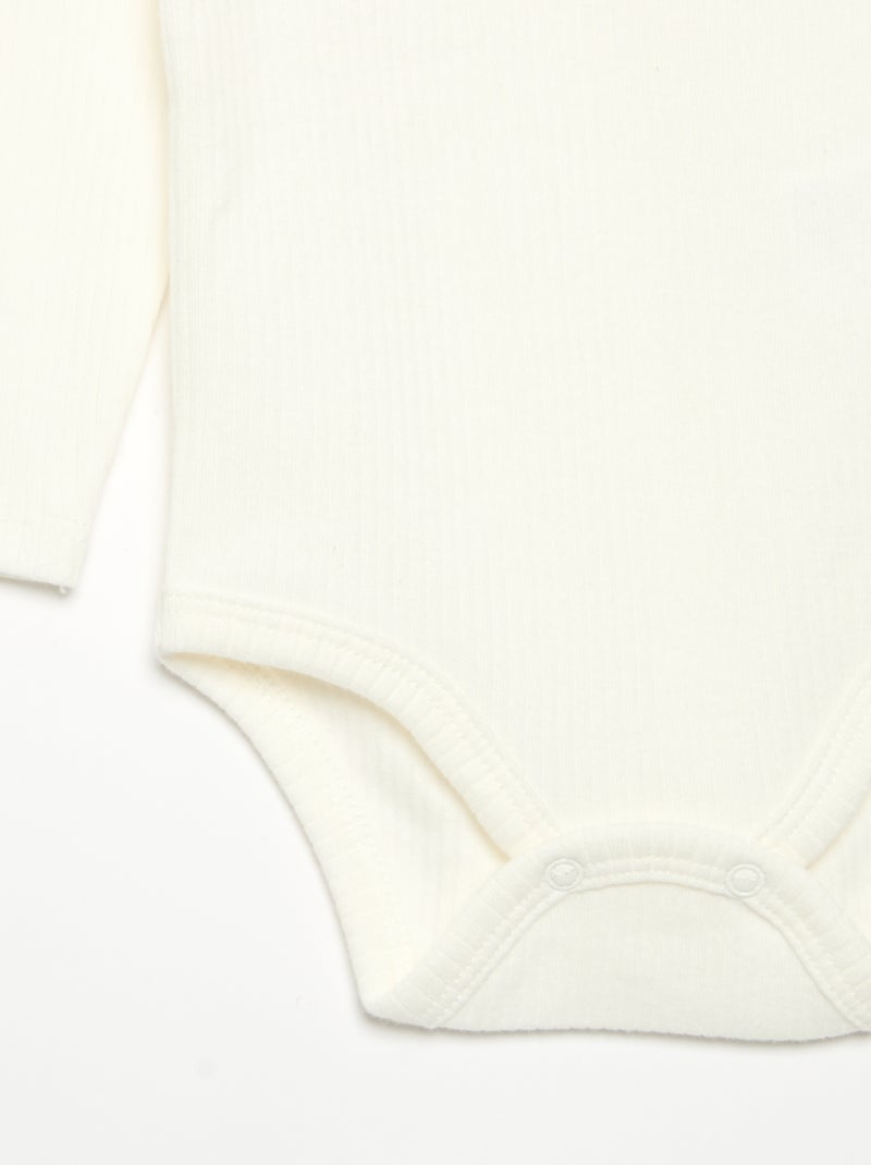 Body de malha canelada e gola fantasia Branco - Kiabi