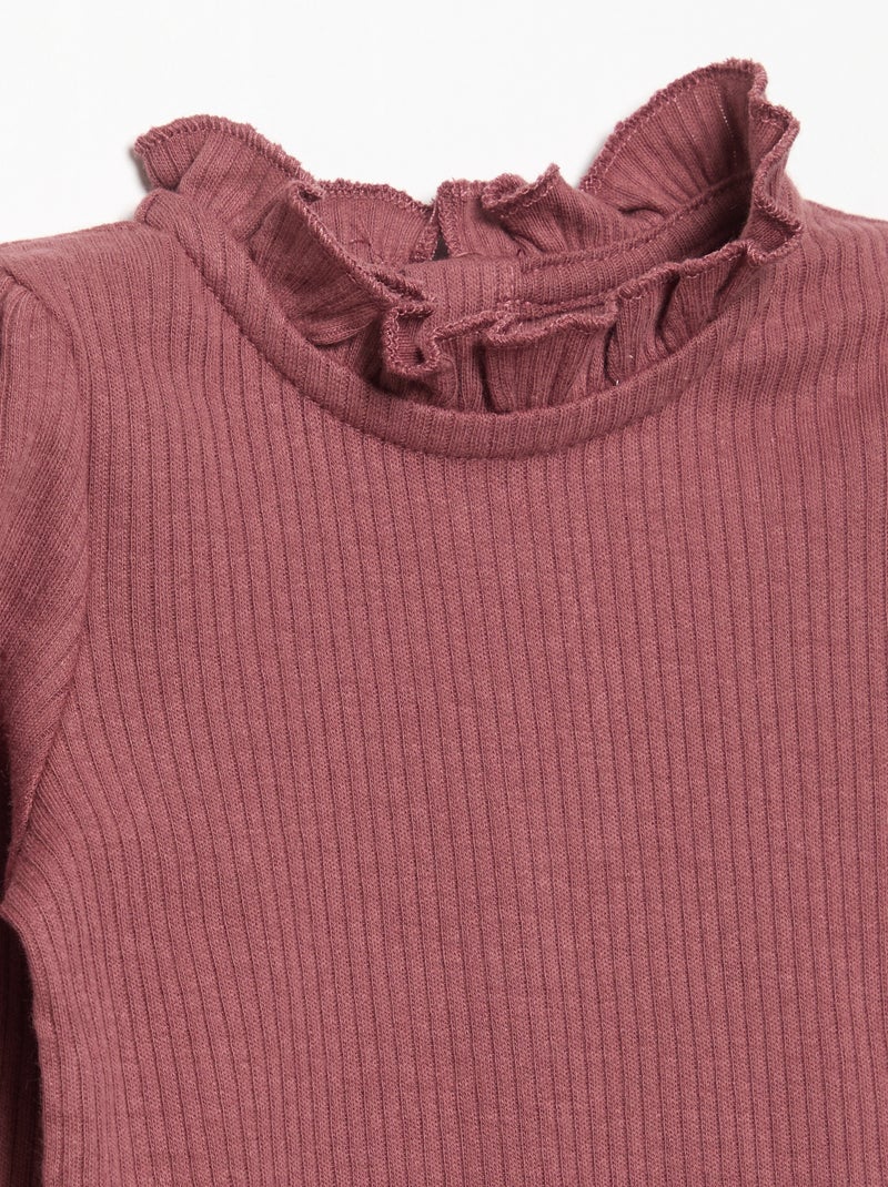 Body de malha canelada e gola fantasia Rosa - Kiabi