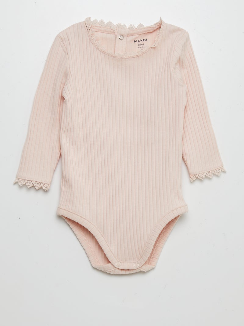 Body de malha canelada ROSA - Kiabi