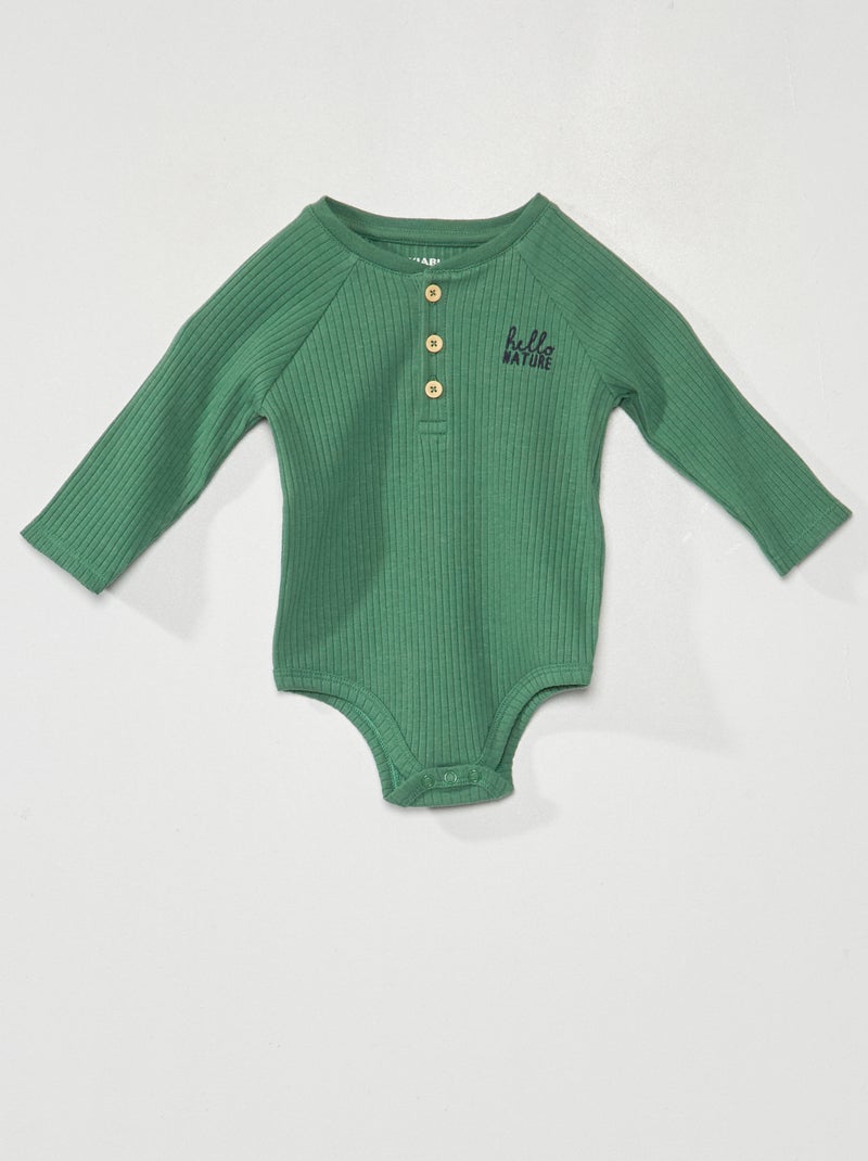 Body de malha canelada VERDE - Kiabi
