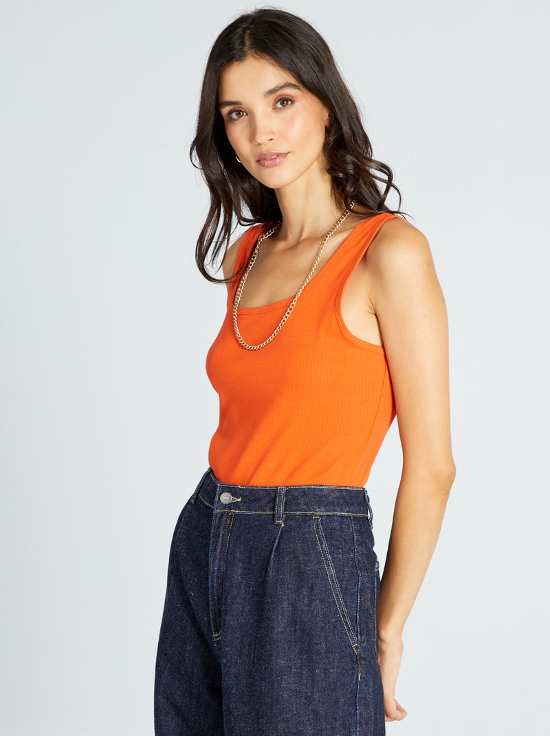 Body de malha canelada VERMELHO - Kiabi