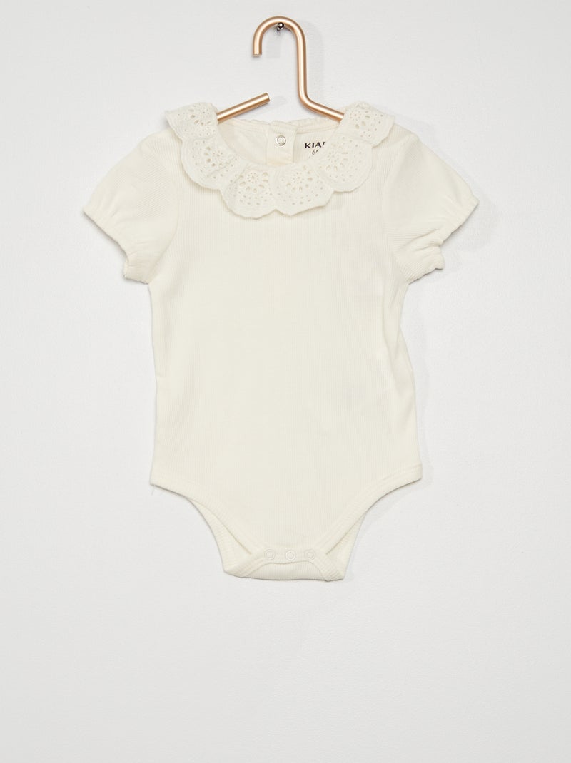 Body de malha finamente nervurada Branco - Kiabi