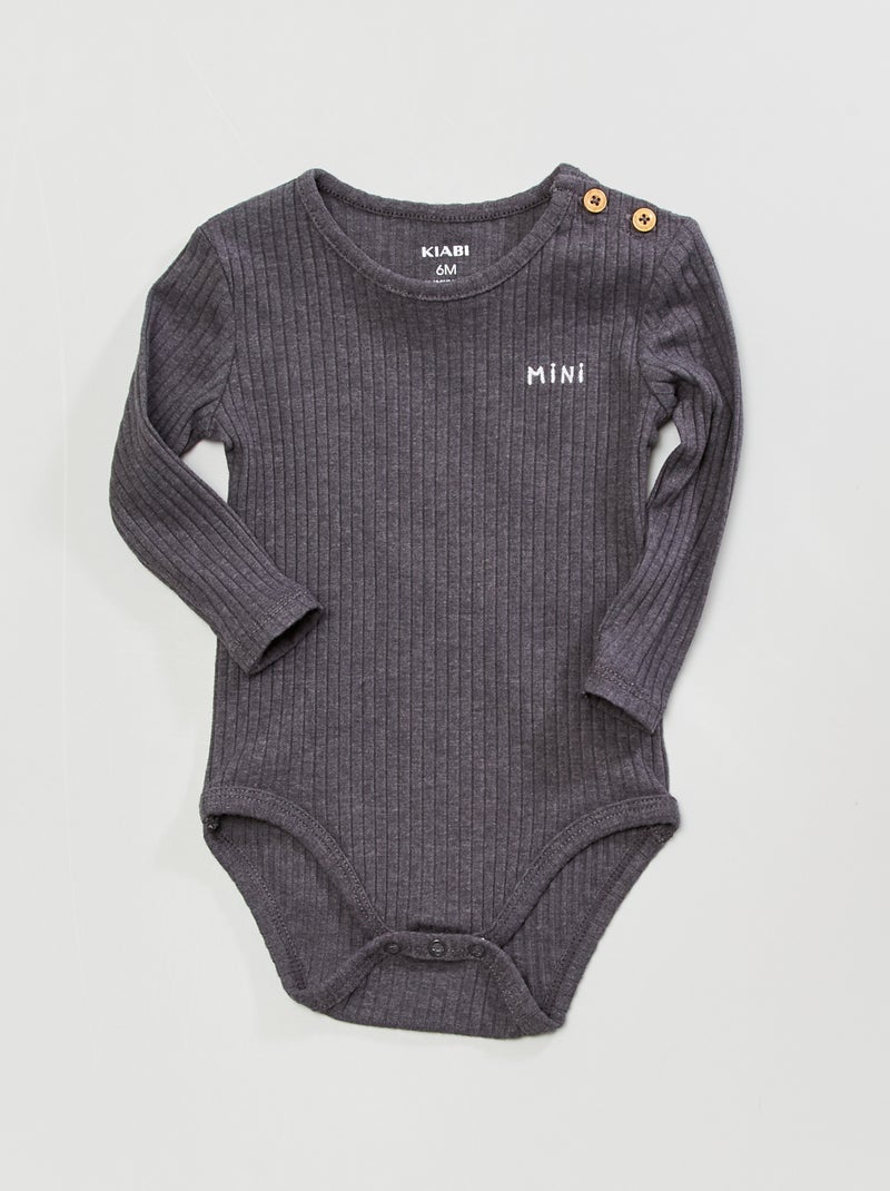 Body de manga comprida CINZA - Kiabi