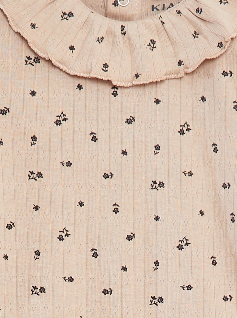 Body de manga comprida com
 cabeção Bege - Kiabi