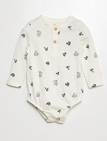 Body de manga comprida com motivo